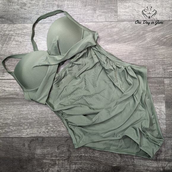 ODIJ Cross Front Cut Out Tummy Control One Piece Size M - Picture 1 of 4